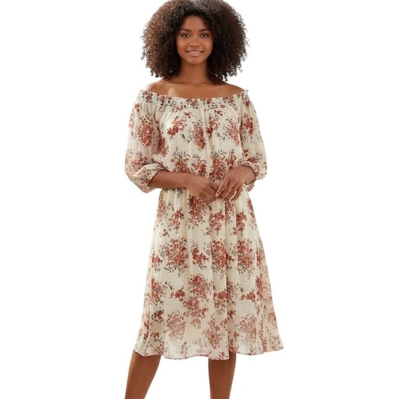 Maurices Dresses & Skirts - Maurices NEW Floral Off The Shoulder Smocked Midi Dress Plus Cottagecore Size 3X